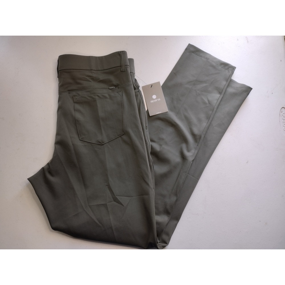 Apana Womens Olive‎ Green Standard Fit Ultra Stretch Performance Pants Small New